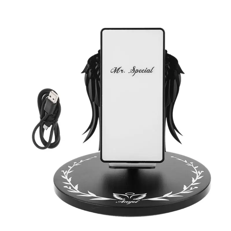 universal 10w led angel wings charging dock wireless fast charger mount stand holder for phone 11 pro s xs 8 plus mobile phone free global shipping