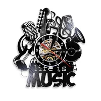life is music vintage vinyl record wall clock antique musical clock 3d watches modern design home clocks great gift idea