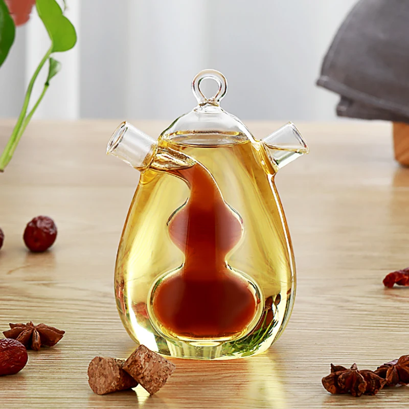 Емкость для контроля масла двойного назначения Стеклянная банка Бутылка приправ