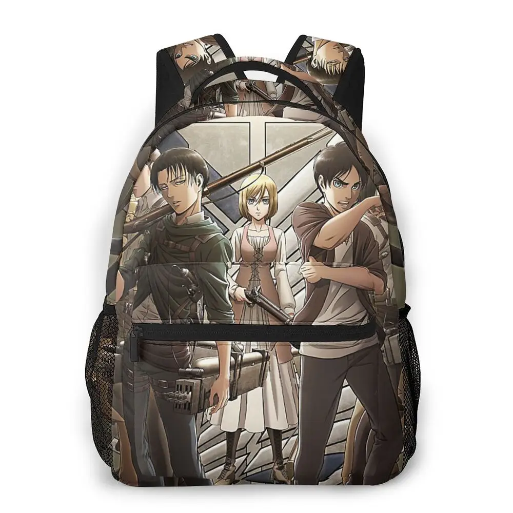 

The Team Backpack for Girls Boys Travel Rucksack Attack On Titan Eren Mikasa Levi Anime Backpacks for Teenage