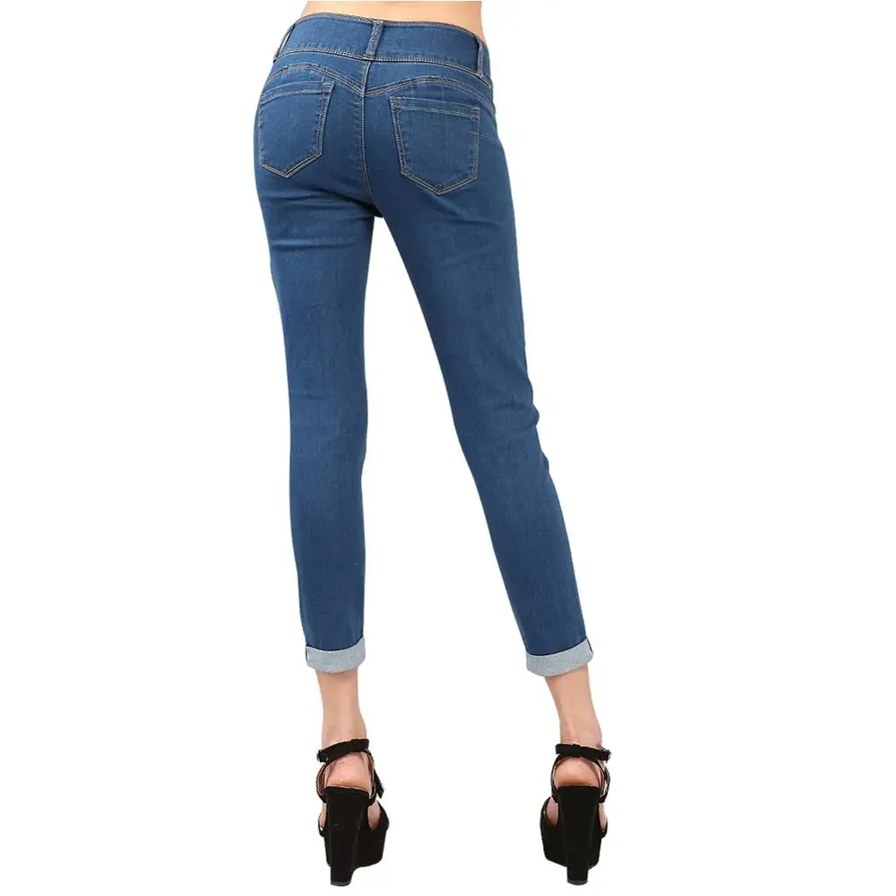 Новое поступление 2020 черные женские узкие джинсы с манжетами и подтягивающими