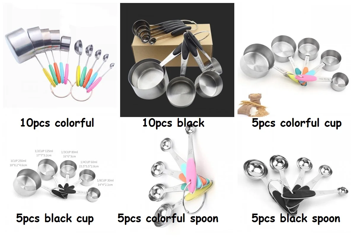 

5/10pcs Stainless Steel Measuring Cup Measuring Spoons/Kitchen Accessories with Scale Measuring Tool Set/Silicone Hand Pad