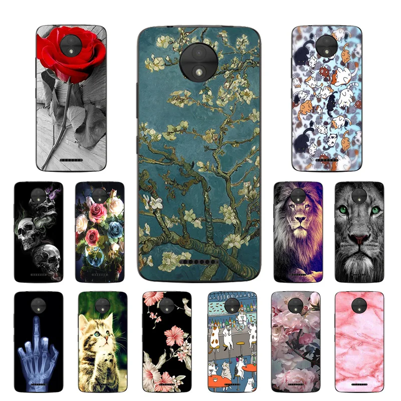 Мягкий силиконовый чехол для Motorola Moto E4 E5 G5S G7 Plus Play Power Cover с принтом розы C M