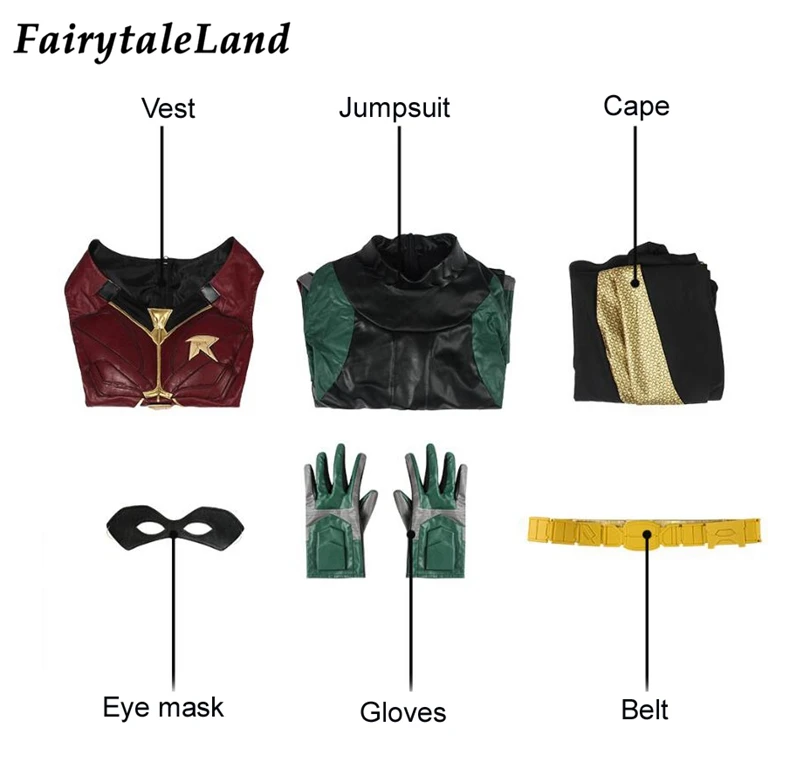 Titans Robin Costume Halloween Cosplay Dick Grayson Nightwing Battle Outfit Fancy Superhero Party Suit Boots Custom Made