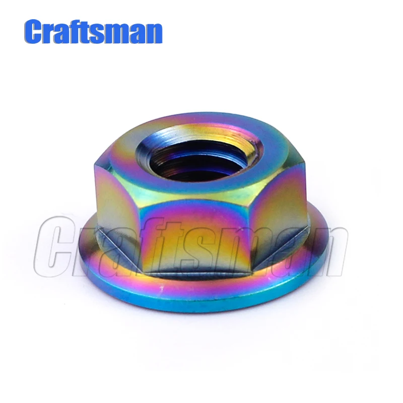 Rainbow Craftsman титановые гайки Ti M5 M6 M8 M10 M12 M14 фланцевые гайки винты болты для мотоцикла велосипеда - Цвет: Rainbow