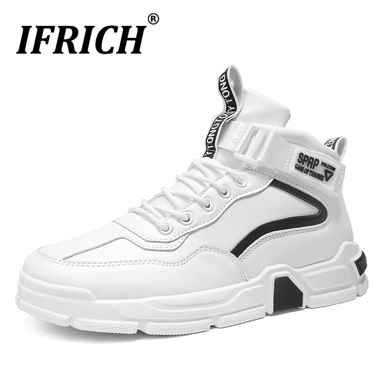 

Spring Autumn Casual Sneakers Men Black Gray Mens Walking Footwear High Top Man Fashion Shoes Brand Designer Pu Leather Men Shoe