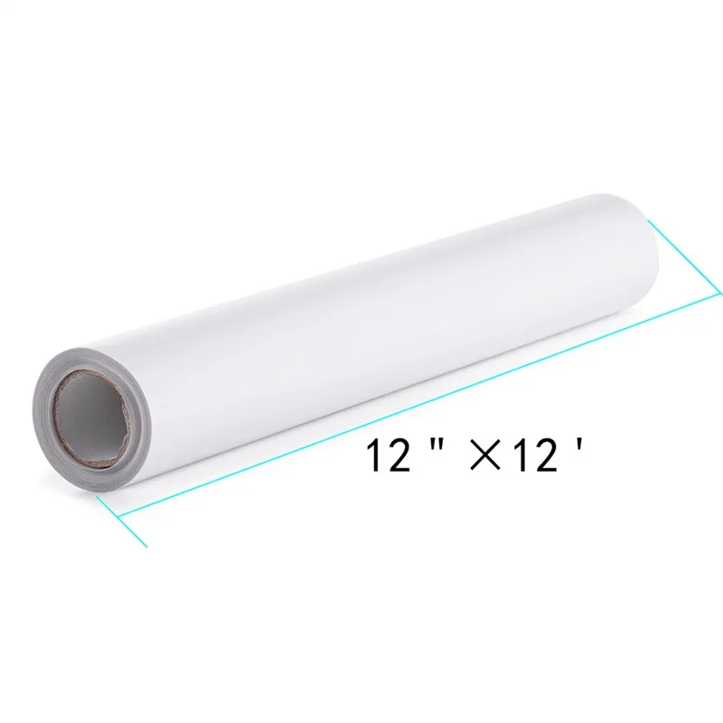 Белый 12 дюймов X 12 футов DIY теплопередача виниловая надпись C пленка для резки травяного железа на тепловом прессе дизайн для футболок Глянцевая Тепловая пленка - Цвет: Белый