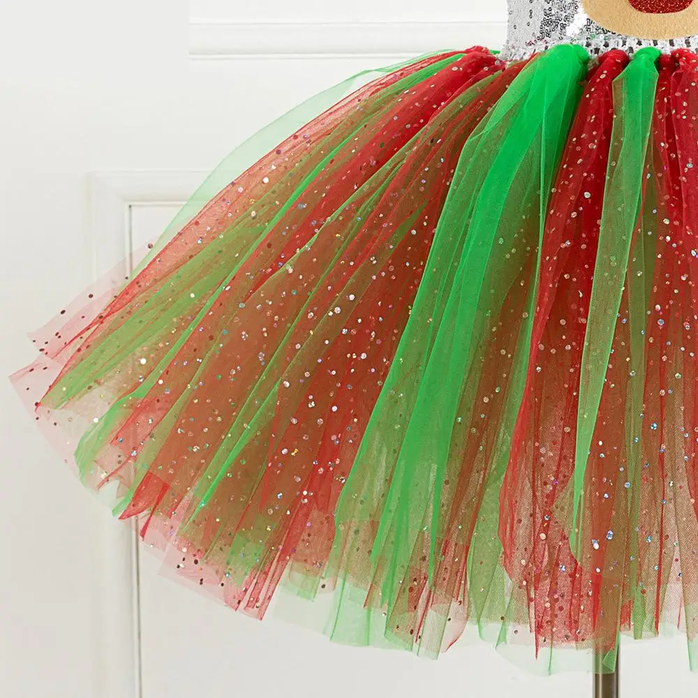 Sequins Deer Tutu Dress Halloween Costume For Girls Kids Birthday Party Children Cosplay Animal Sika Up Clothes | Тематическая