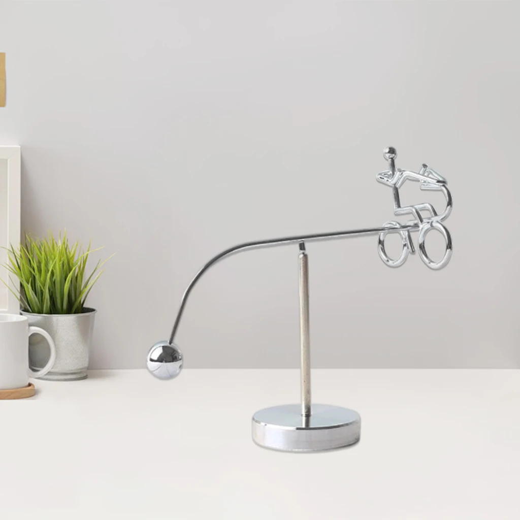 Metal Cycler Balance Toy Pendulum Revolving Bicycle Tabletop Ornament | Gags