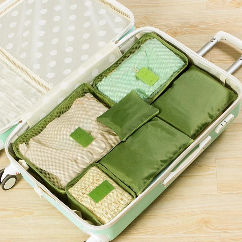 

6Pcs/Set Travel Storage Bags Luggage Organizer Zippered Multifunction Sorting Bags For Cosmetics Underwear Clothes Accessories