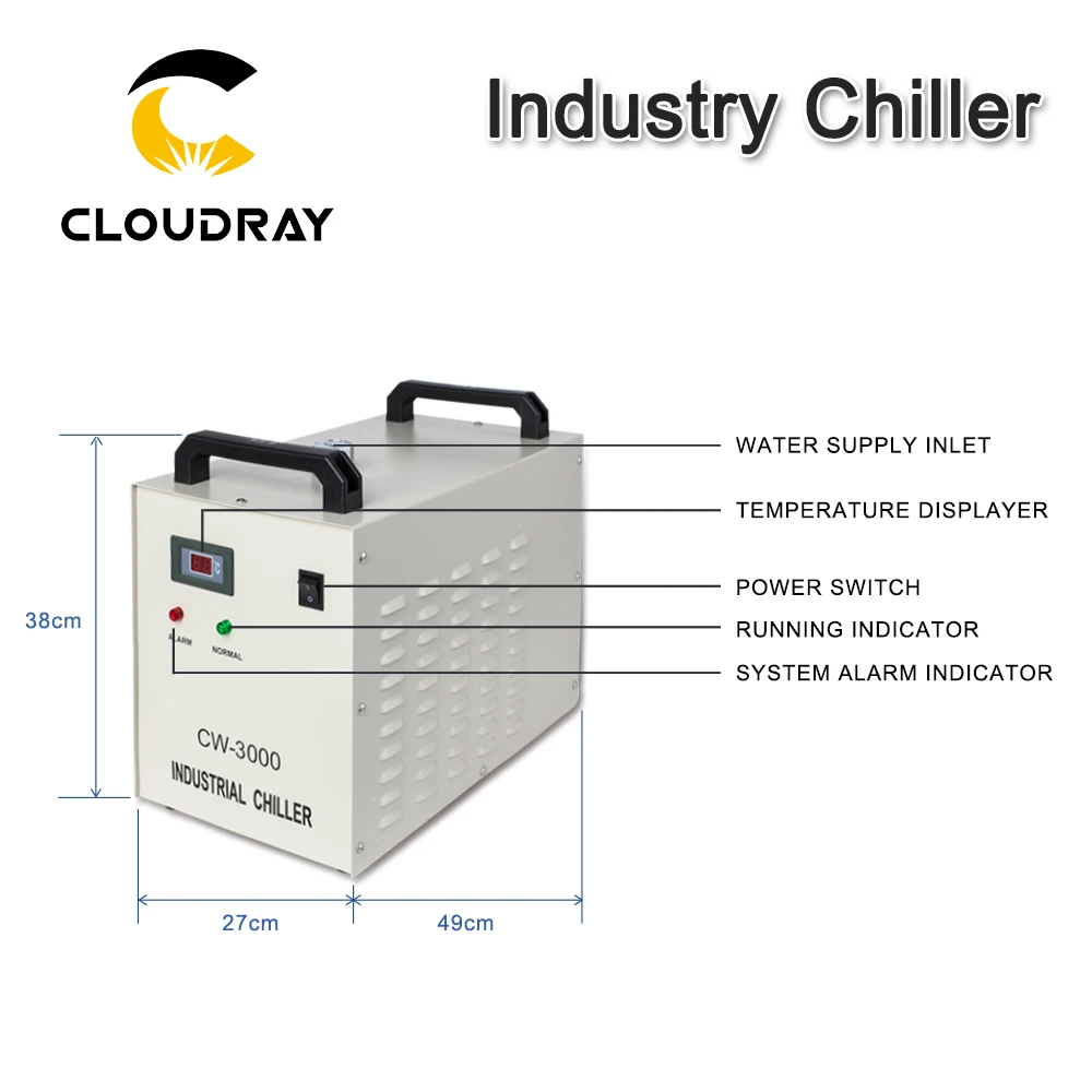 Cloudray S& A CW3000 промышленный охладитель воды для CO2 лазерной гравировки резки охлаждения 60 Вт 80 Вт лазерной трубки DG110V AG220V