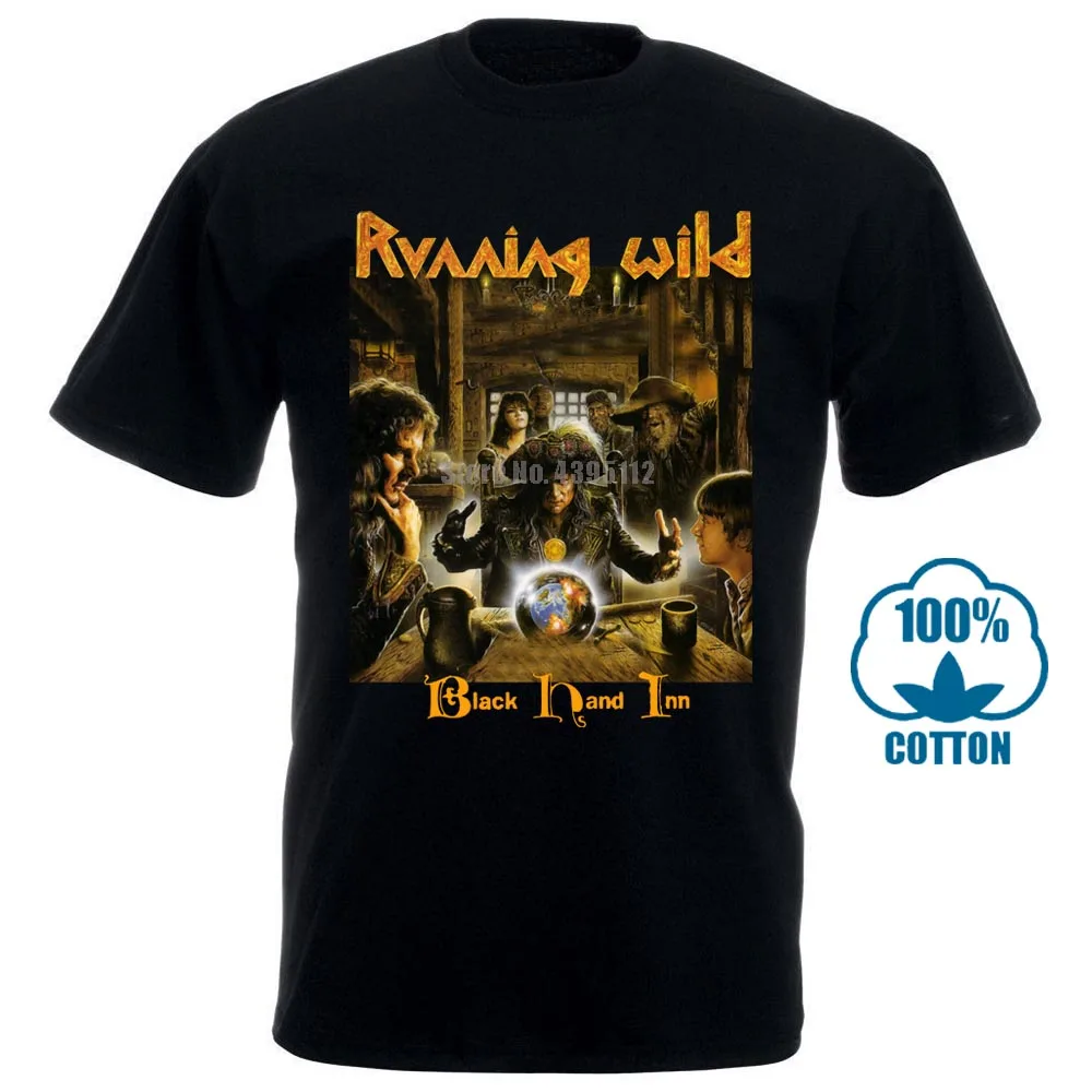 Running Wild Black Hand Inn (1994) футболка черного цвета Размеры 100% хлопок Летняя новинка с