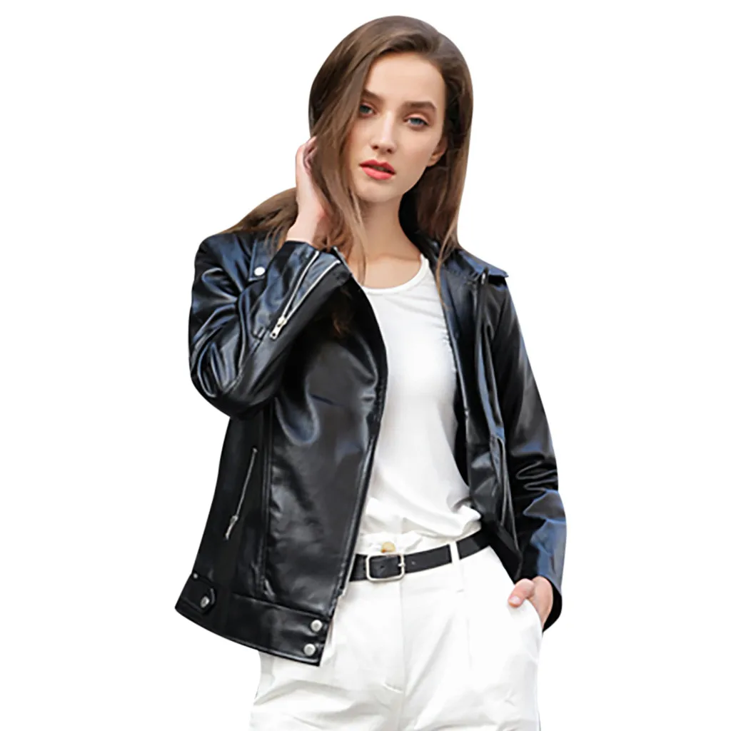 Зимнее теплое женское короткое пальто кожаная куртка парка на молнии верхняя