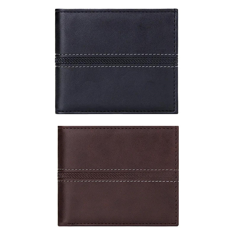 Короткий Мужской кошелек однотонный клатч с несколькими отделениями для карт