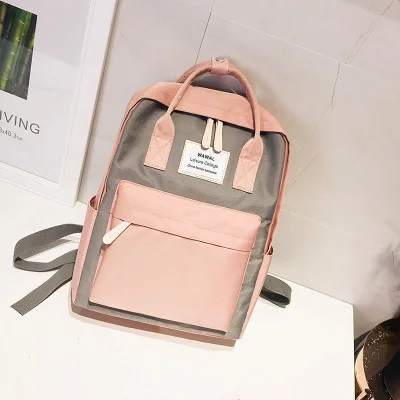 gray-pink Студенческие школьные сумки женские школьные рюкзаки дорожная Повседневная сумка Mochila школьный рюкзак для гриля водонепроницаемый ноутбук Детский рюкзак - Цвет: gray-pink