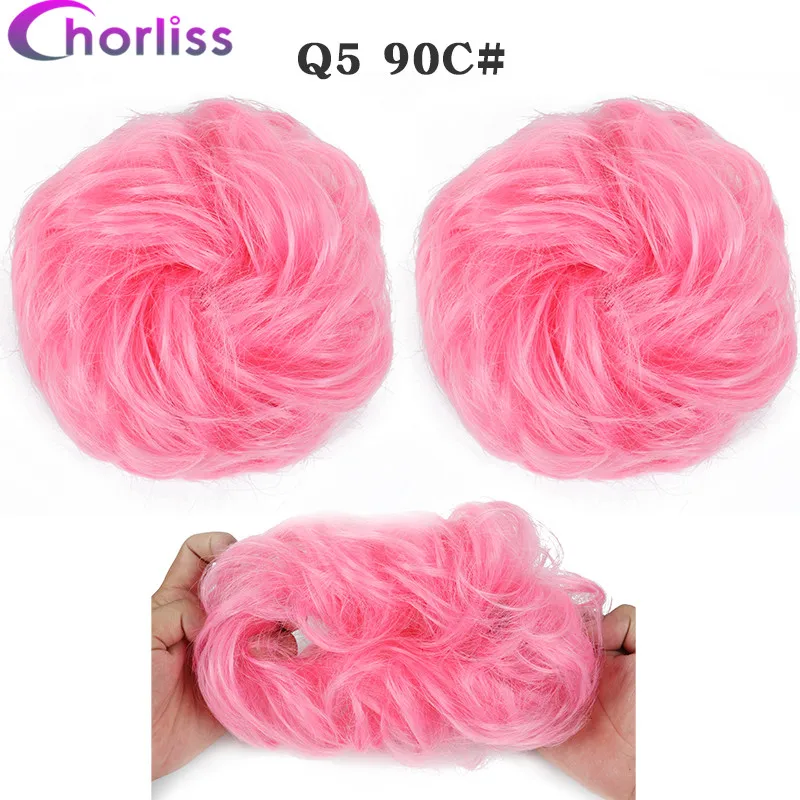 Синтетические кудрявые резинки для волос шиньон для женщин Chorliss Hair wrap Rope головной убор натуральный блонд коричневый поддельные волосы булочки аксессуары - Цвет: 90C