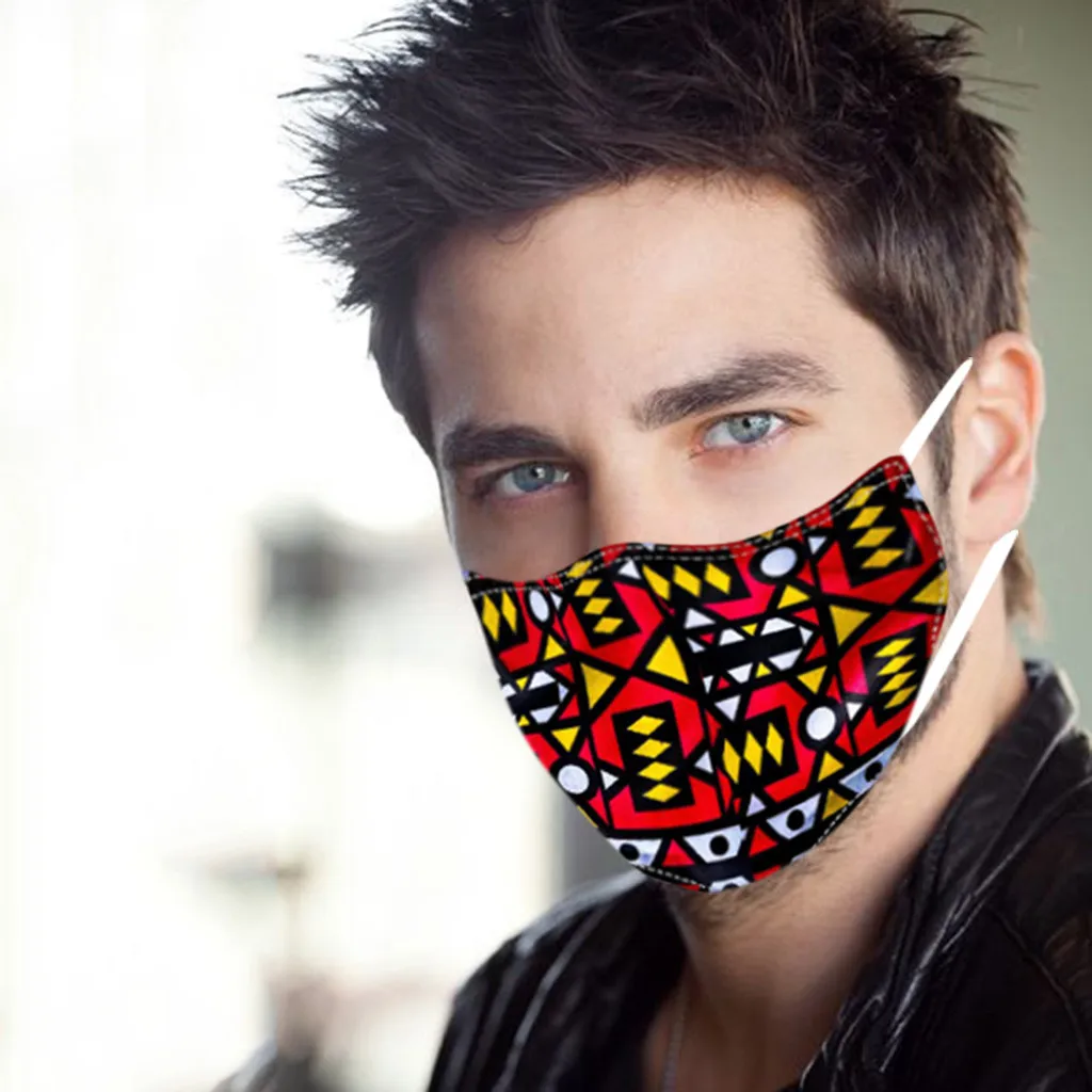 

1PC Natural Adult Printed Windproof Foggy Haze PM2.5 Face Mask Ankara fabric Fashion Mask Respirator mascarilla reutilizable