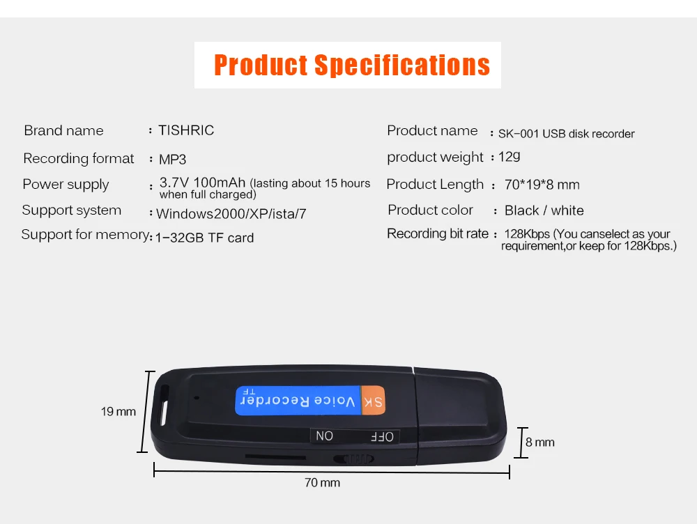 Высокое качество TISHRIC TF карта/микро CD USB цифровой Аудио Диктофон мини-диктофон ручка registrore аудио Профессиональный