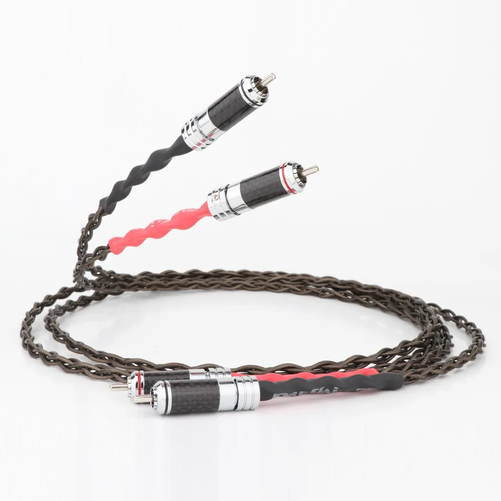 

Посеребренный сигнальный кабель Preffair, диаметром 2,2 мм, RCA, соединительный кабель из углеродного волокна, аудиокабель RCA в RCA, аналоговый