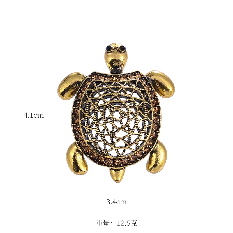 Baiduqiandu Women Men Ancient gold Color Turtle Brooches Pins Animal Tortoise Clothes Collar Pins Clothes Jewelry images - 6