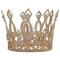 round crystal diamond wedding crown headdres queen bride phoenix crown hair accessories jewelry baroque birthday crown rose gold