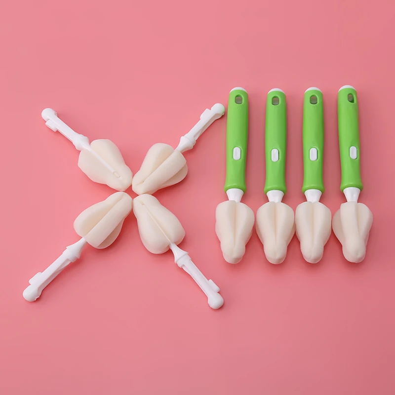 

1 Набор детских щеток для чистки бутылочек для кормления мягкая губка 360 градусов очиститель для сосок щетка для бутылочек с ручкой для чист...