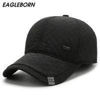 new men fashion lattice winter baseball cap middle aged thick hat men ear protection baseball cap warm dad hat men trucker hats