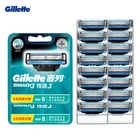 Оригинальные бритвенные лезвия Mach3 Gillette, 8 шт., мужское бритье для лица, удаление волос, острый 3-слойный бритвенный инструмент