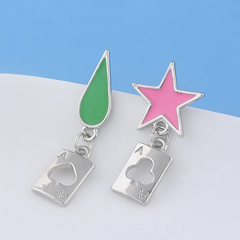 

Hisoka Cosplay Earrings Anime Stars Teardrop Poker Drop Earrings