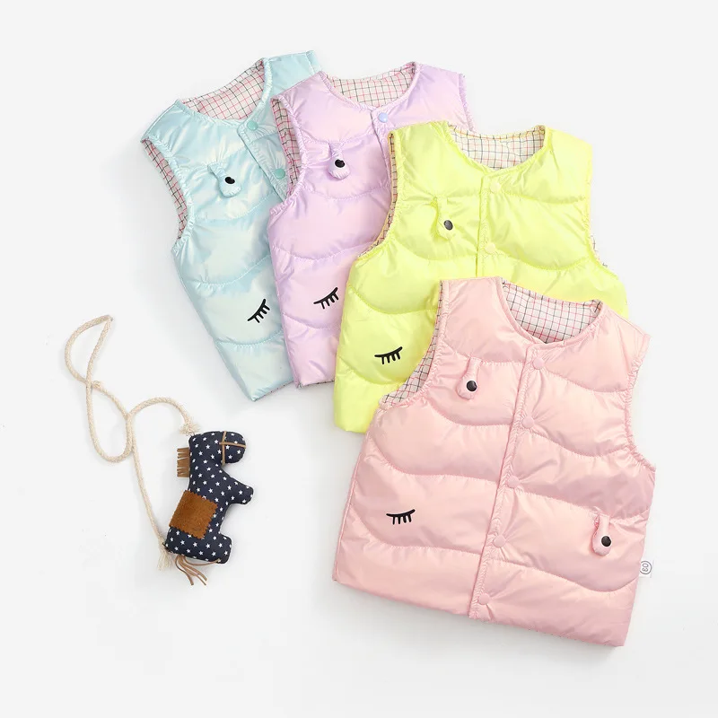 

Детский пуховой жилет для девочек и мальчиков, теплый утепленный жилет с принтом, уличная куртка на осень и зиму, кардиган, детская одежда, ...