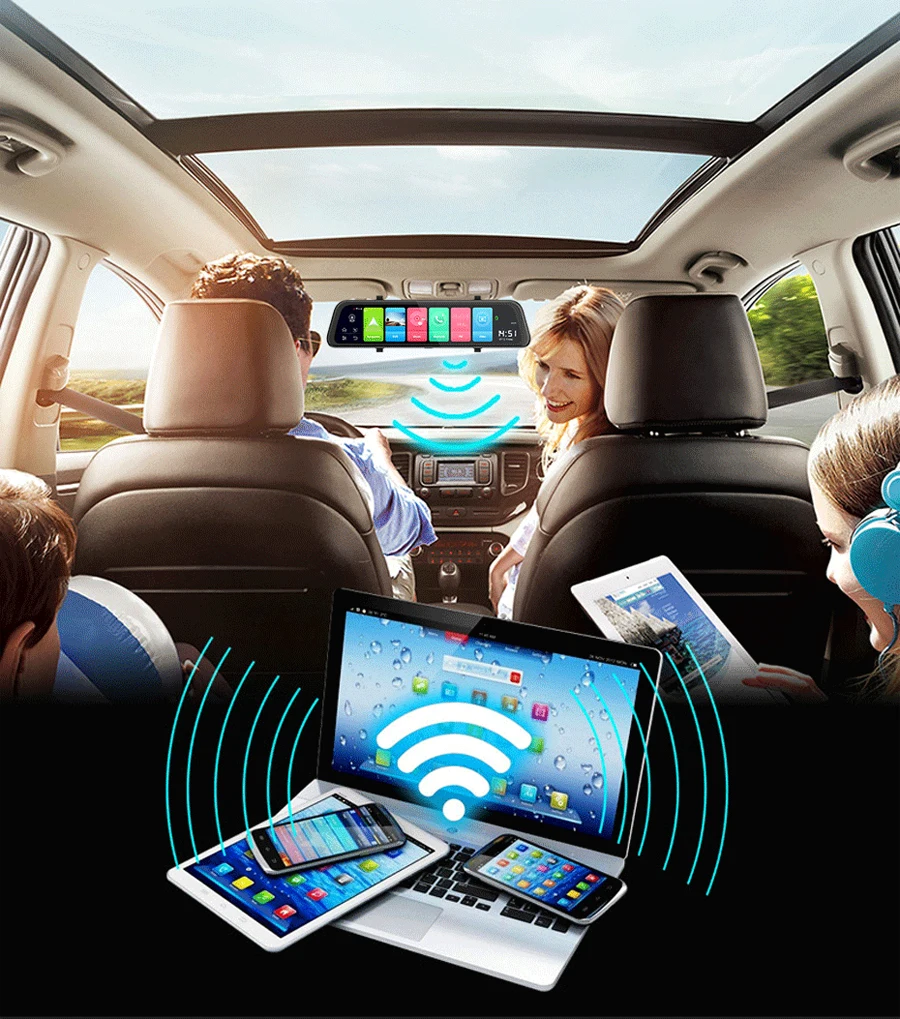 WHEXUNE 4G Android 8,1 gps навигация 1" ips сенсорный экран зеркало заднего вида Автомобильная камера ADAS FHD 1080P видеорегистратор