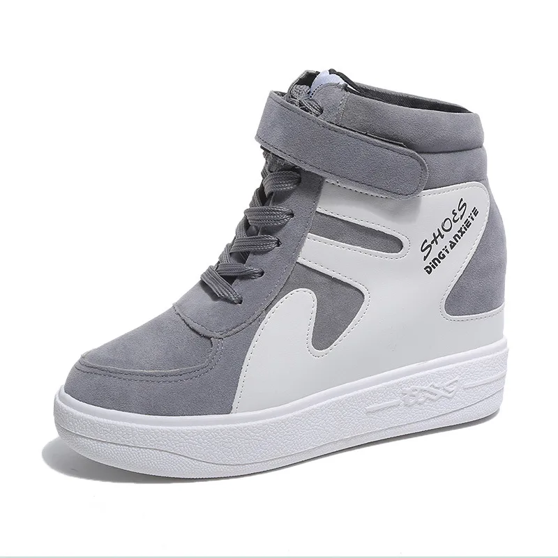 

Spring women's shoes middle heel thick-soled lace-up high-top heighten casual shoes
