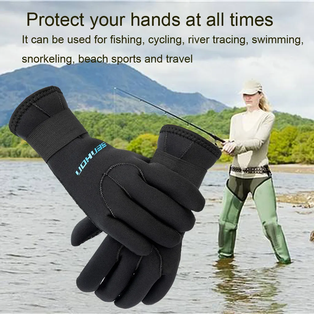 

3mm Neoprene Diving Gloves Men Wetsuit Gloves Snorkeling Canoeing Gloves Women Spearfishing Underwater Hunting Gloves Black