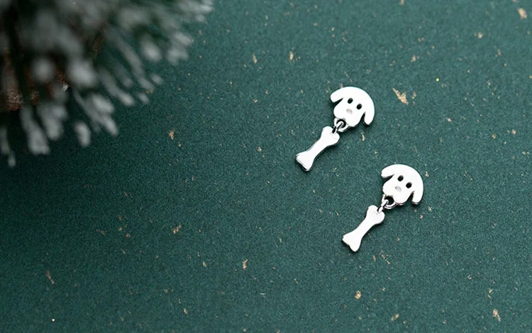 

TF-328 S925 sterling silver earrings Korean style cute dog bone earrings wholesale women's sterling silver jewelry
