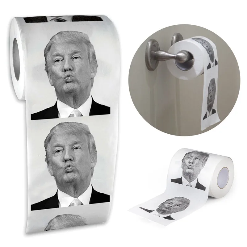 

1 рулон 80 листов 2 слоя Дональд Трамп Pout улыбка рулон туалетной Бумага Ванная комната Шутки, развлечения Бумага туалетная бумага прокатки Бу...