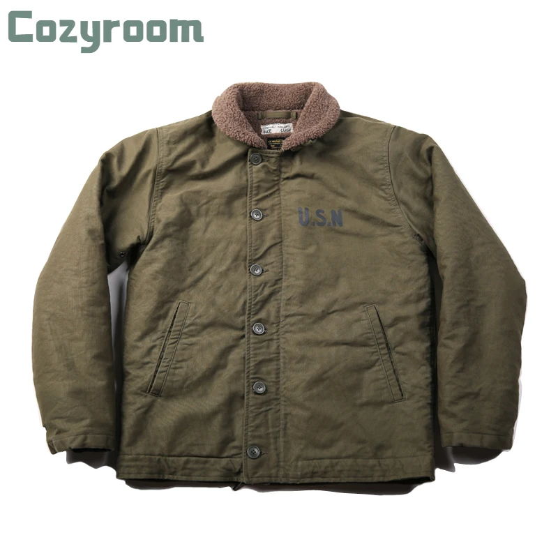 

Cozyroom NON STOCK Vintage US Navy N-1 Deck Jacket Winter USN Men's Military Cotton Coat Slim Fit N1