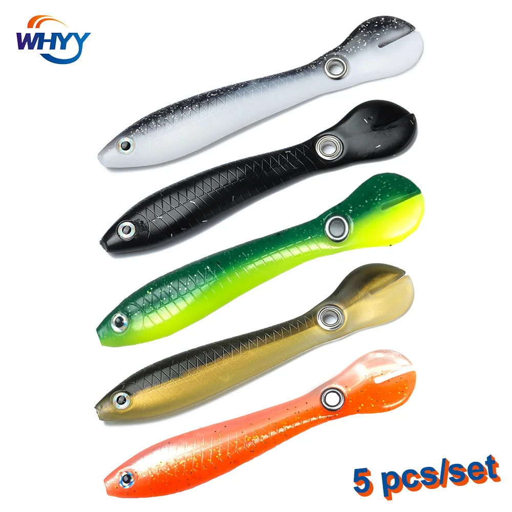 

WHYY 5 шт./лот, мягкие приманки в виде червя 10 см, 6 г, легкая силиконовая приманка, Морская рыбалка, свимбейт, воблеры, черная Мягкая приманка в ф...