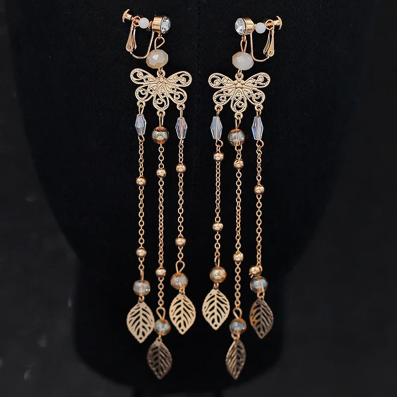 JaneVini Роскошные китайские заколки из бисера длинные кисточки золотые короны для