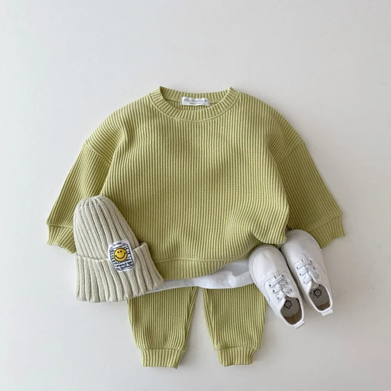 Conjunto de ropa de algodón coreano para niños y niñas, chándal holgado de primavera y otoño, Tops y pantalones, 2 uds.
