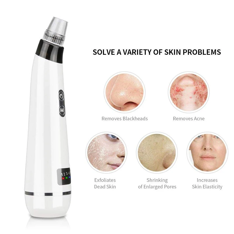 Portable Blackhead Removal Dead Skin Facial Beauty Usb Rechargeable Adjustable Inhalation Lcd Monitor Cleaning Instruments | Красота и