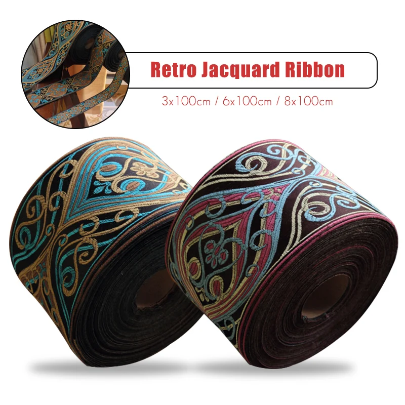 Кружевная жаккардовая лента с винтажной этнической вышивкой ширина 3/6/8 см | Дом и