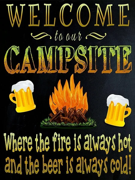 

Vintage Metal Tin Sign Firepit Welcome To Our Campsite Home Bar Club Hotel Wall Decor Signs 12X8Inch
