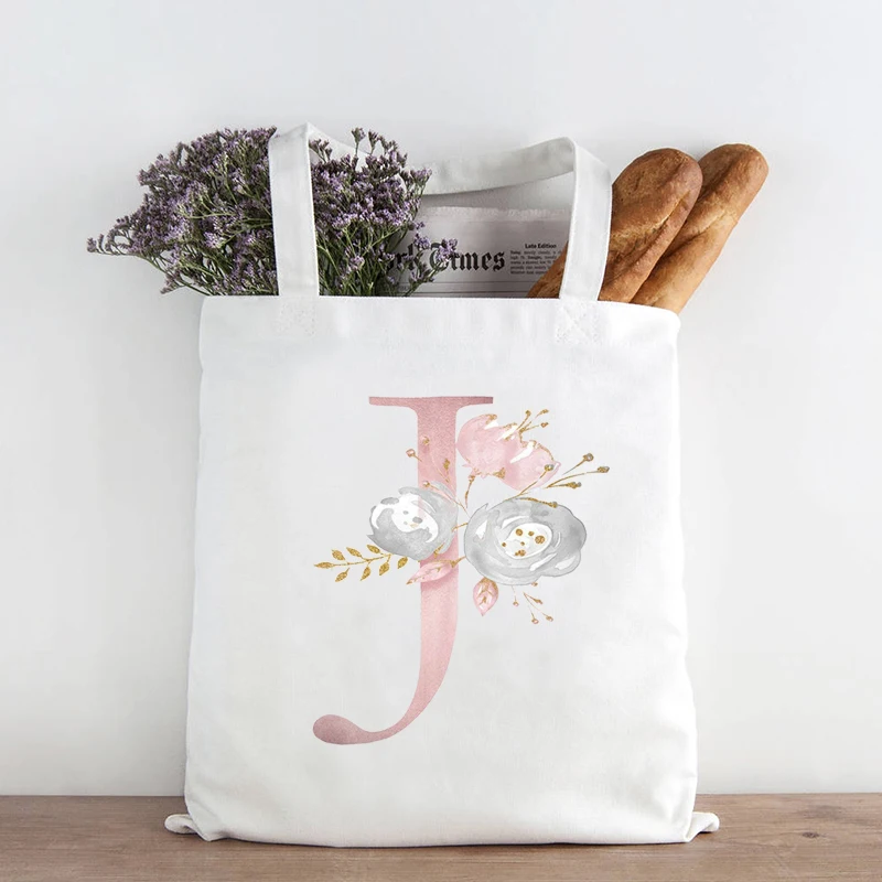 

Холщовые сумки с цветами и надписью шрифтов A B C D E, модная женская вместительная сумка-тоут, сумки через плечо Ulzzang для девушек и колледжа