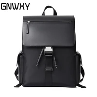 gnwxy korean popular mens backpack large capacity student school bag pu soft leather casual business laptop backpack