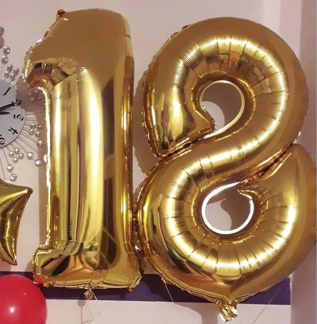 32inch Number 18 Balloon Gold Silver Blue Pink Color Digit Foil Balloons For Boy Girl 18th Birthday Anniversary Party Decor images - 6