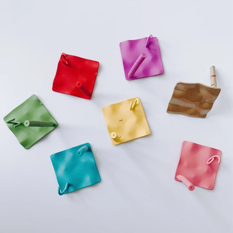 

DIY jewelry accessories wholesale macaron color iron spray paint square summer small fresh earrings wholesale