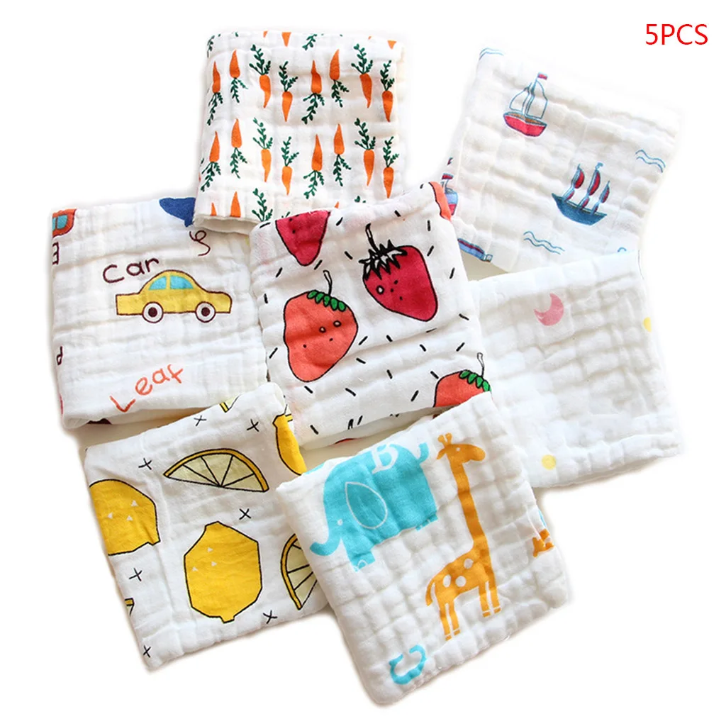 5 шт./упак. Детские квадратные слюны полотенце Младенцы Мультфильм Печать