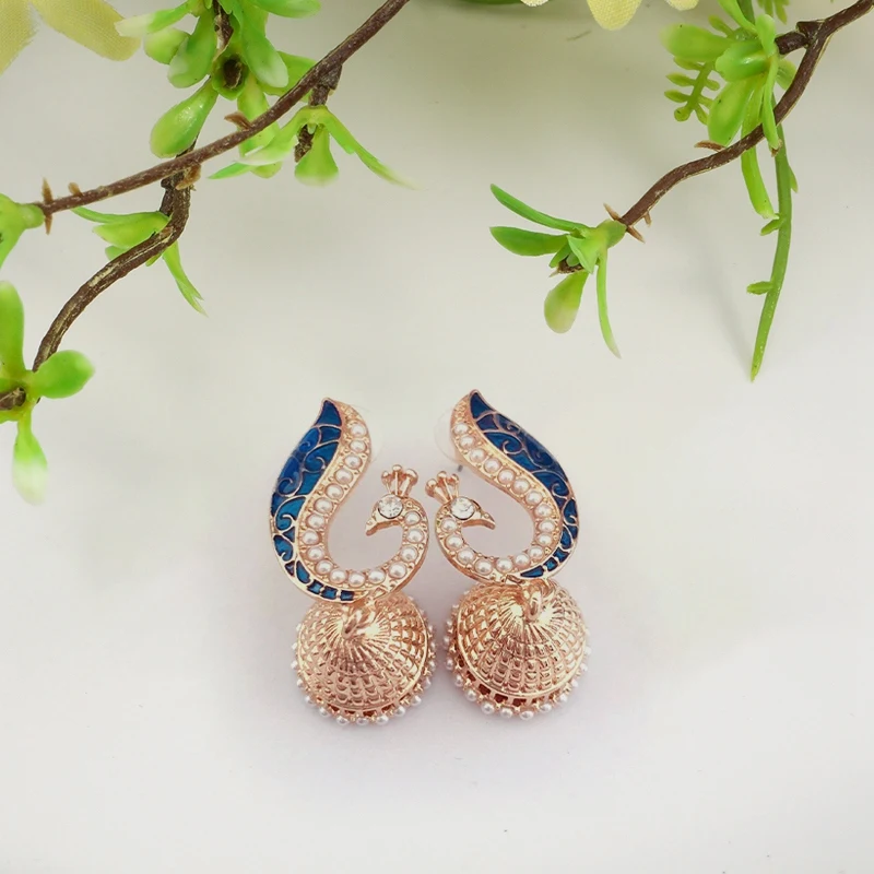 

Bohemian Pearl Peacock Lantern Earrings Dangle Earring Ethnic Indian Earrings Indian Jewelry Gifts