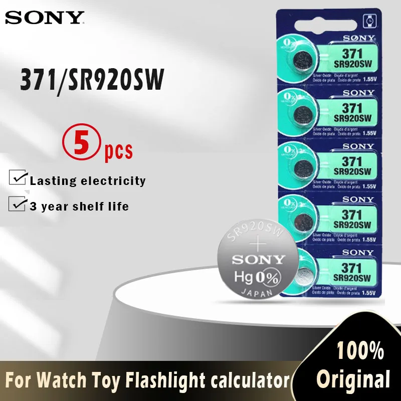 Оригинальный аккумулятор Sony 371 SR920SW 920 LR920 AG6 LR69 171 1 55 в с оксидом серебра для часов