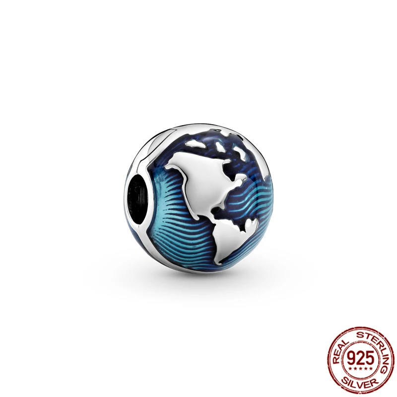

2021 New 925 Sterling Silver Globe Positioning Button Charm&Bead Fit Original 3mm Bracelet&Bangle Making Fashion DIY Jewelry